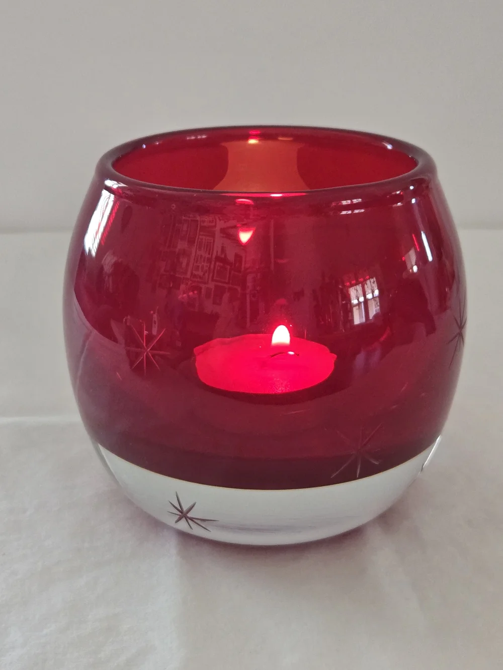Crate&Barrel Ruby Red Glass Candle Holder